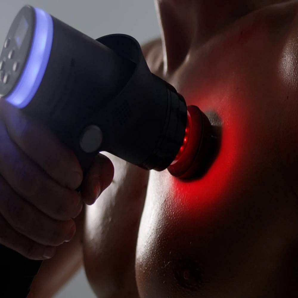 Evertone Prosage Thermo Percussion Massage Gun with Dual Warm-Up Technology - 8 Interchangeable Hot/Cold Heads for Muscle Recovery, Pain Relief & Inflammation - Deep Tissue Massager with Ergonomic Handle (Black) SB-123 - Perfect for Post-Workout Recovery, Physical Therapy & Home Relaxation