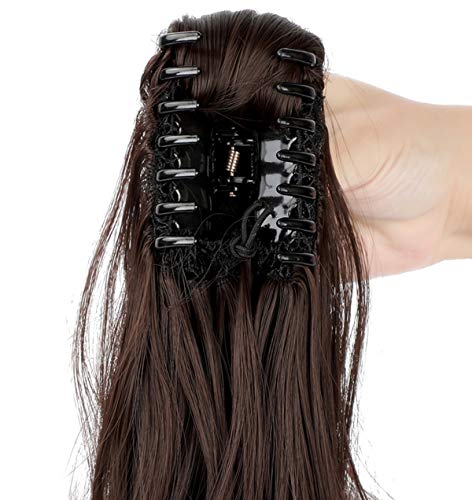 Clip-in Ponytail Hair Extension with Claw Clip - Natural Looking Hairpiece for Instant Volume & Length - Perfect for Parties, Weddings & Everyday Styling