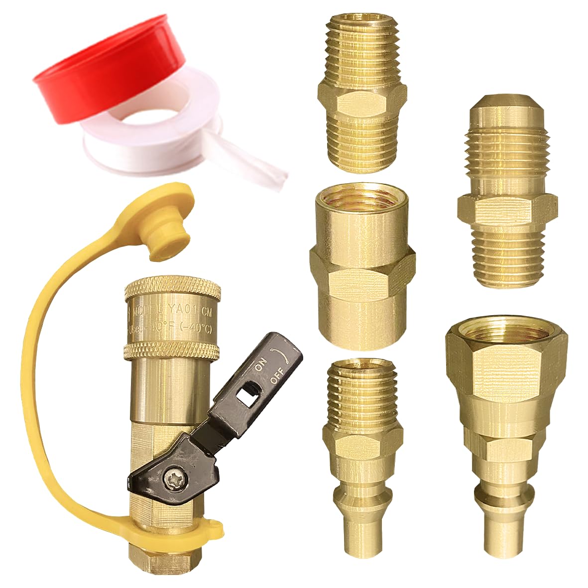7-Piece Propane Quick Connect Fittings Adapter Kit - 3/8