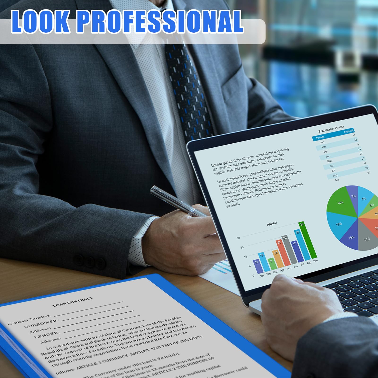 150 Pcs Clear Plastic Report Covers with 3 Prong Fastener - Blue Resume Folders for Business Documents, School & Office Presentations - Bulk Pack of Durable Presentation Folders for Professional Reports, Projects & Organization