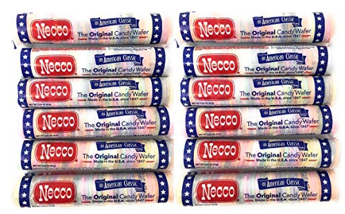 Necco Wafers Original Assorted Candy Rolls - 12 Pack of Classic American Candy for Parties, Halloween Treats & Nostalgic Snacking