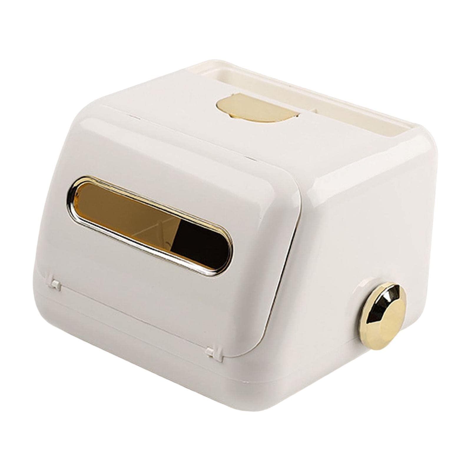 MagiDeal Multifunctional Tissue Box Cover with Remote Control Holder - Stylish Storage for Tissues & Remotes - Perfect for Bedroom, Living Room, Home Office (White)