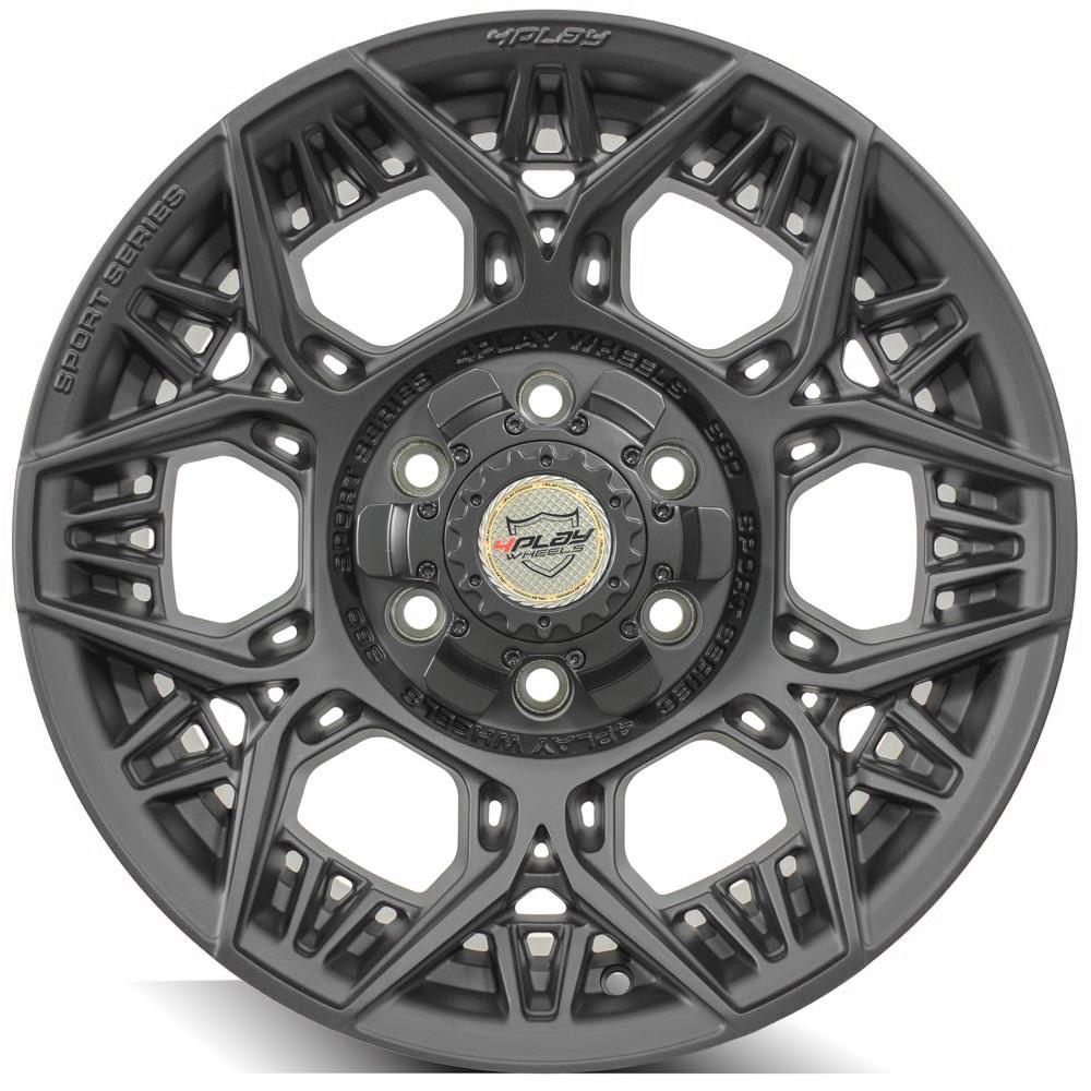 4Play Sport Series 4PS60 17x9.0 Satin Black Wheel - 6x135/6x139.7mm Bolt Pattern, 106.1mm Hub - Perfect for Off-Road Trucks & SUVs