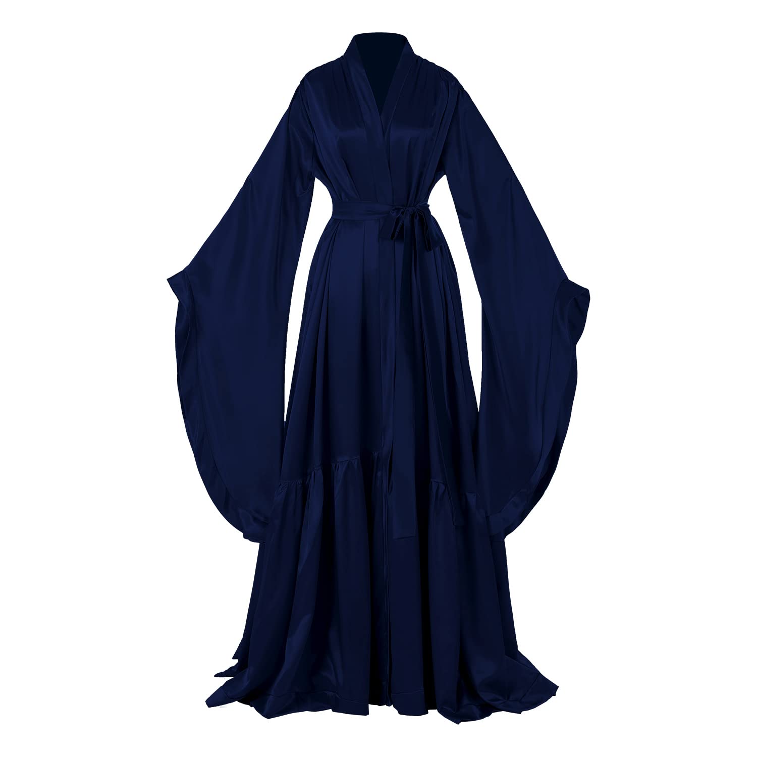 Elegant Women's Silk Bridal Robe - Old Hollywood Style Maternity Photoshoot & Lingerie Cover Up - Long Satin Nightgown for Wedding, Honeymoon & Boudoir Photography