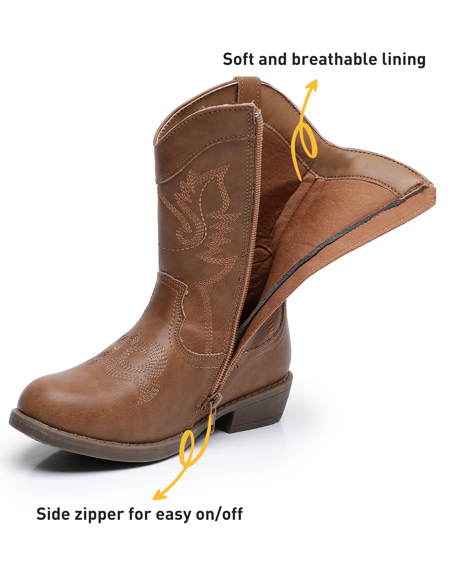 Blikcon Girls Cowboy Boots for Kids - Western Cowgirl Boots with Side Zipper for Toddler, Little & Big Kids | Perfect for Rodeo, Country Dance & Western Fashion Outfits