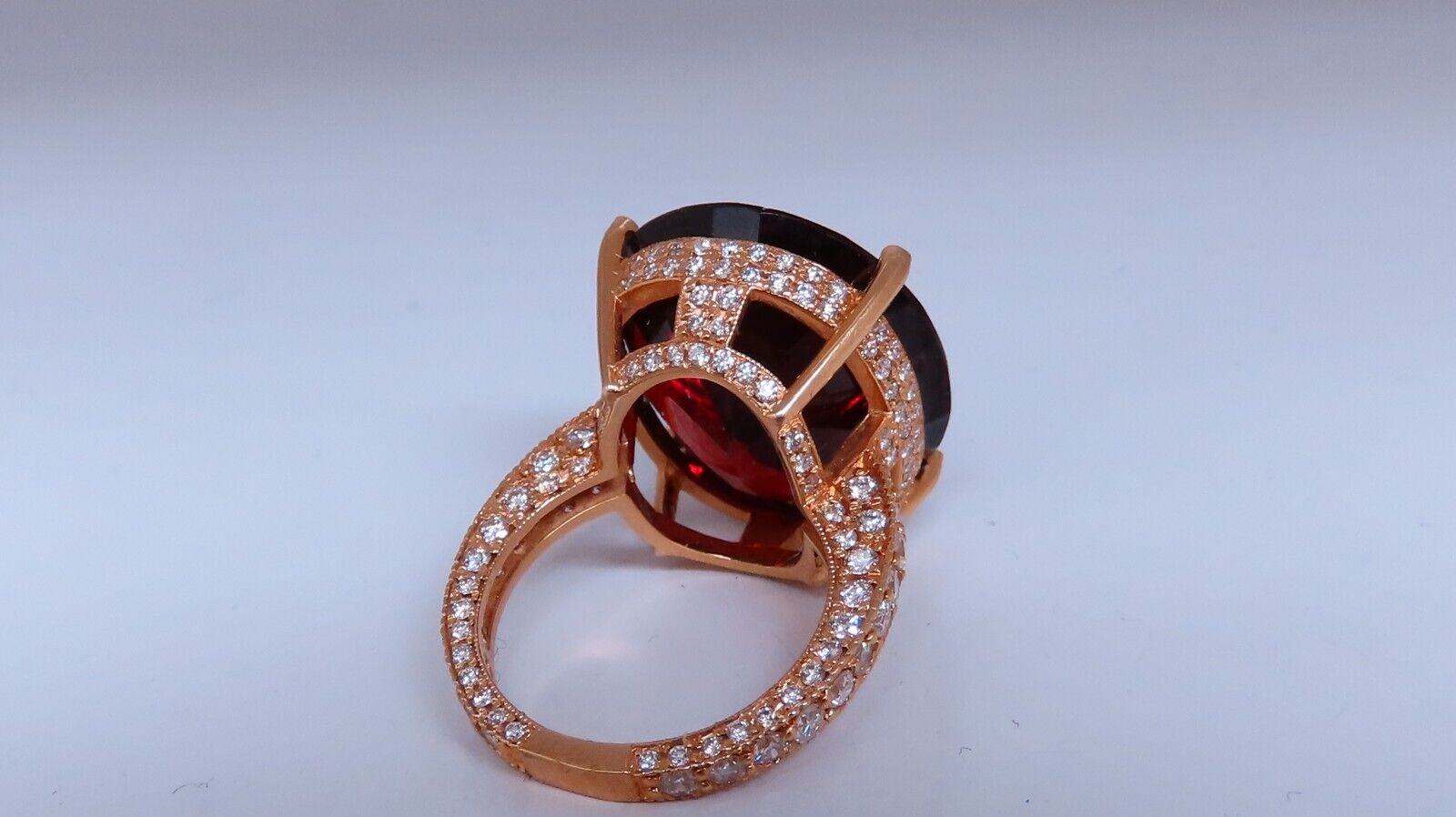 35.75 Carat Natural Vivid Red Spessartite Diamond Ring in 14K Gold - Elegant Engagement, Anniversary & Special Occasion Jewelry Gift for Women