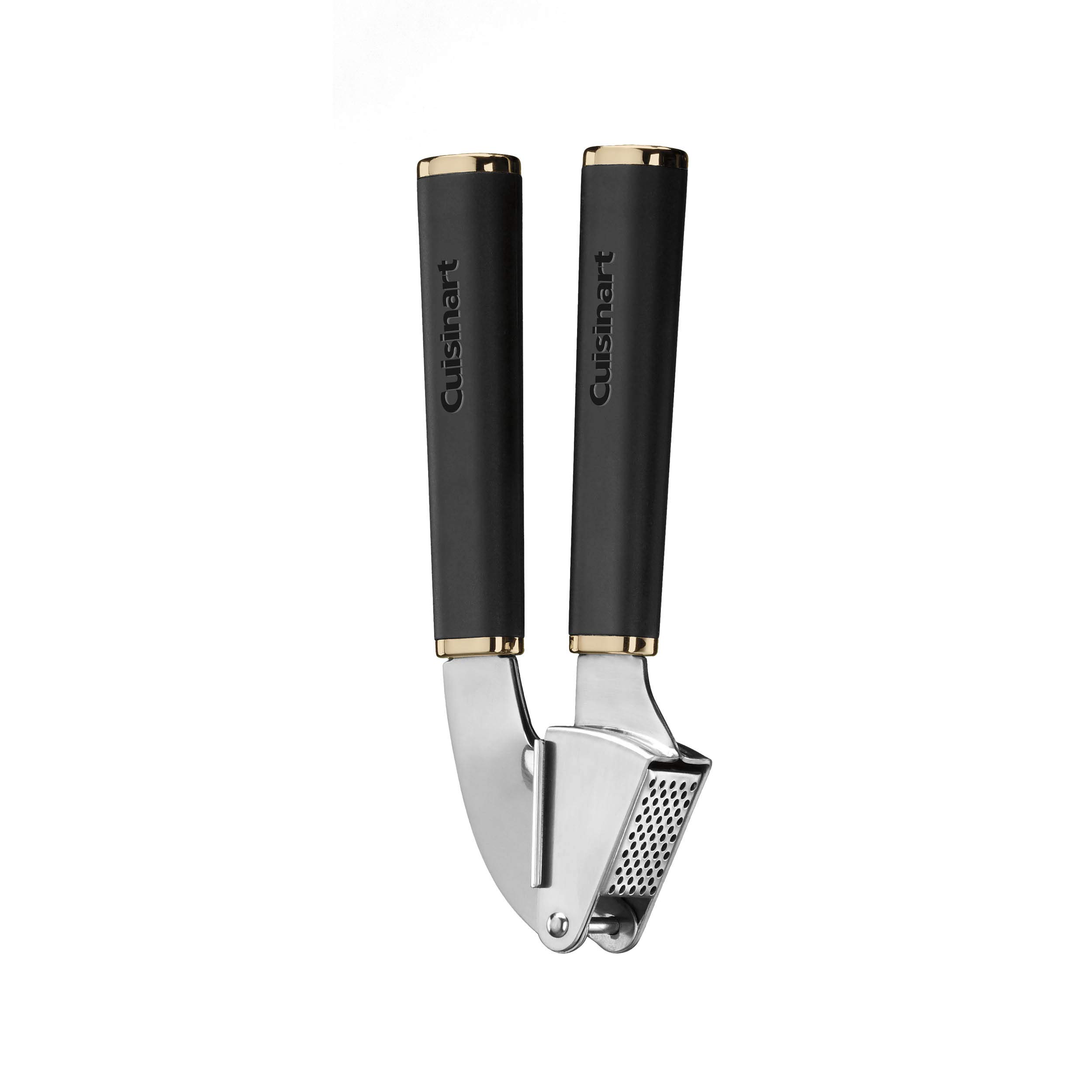 Premium Cuisinart Luminous Collection Stainless Steel Garlic Press - Black & Gold Kitchen Gadget for Easy Garlic Mincing - Perfect for Cooking, Baking & Meal Prep