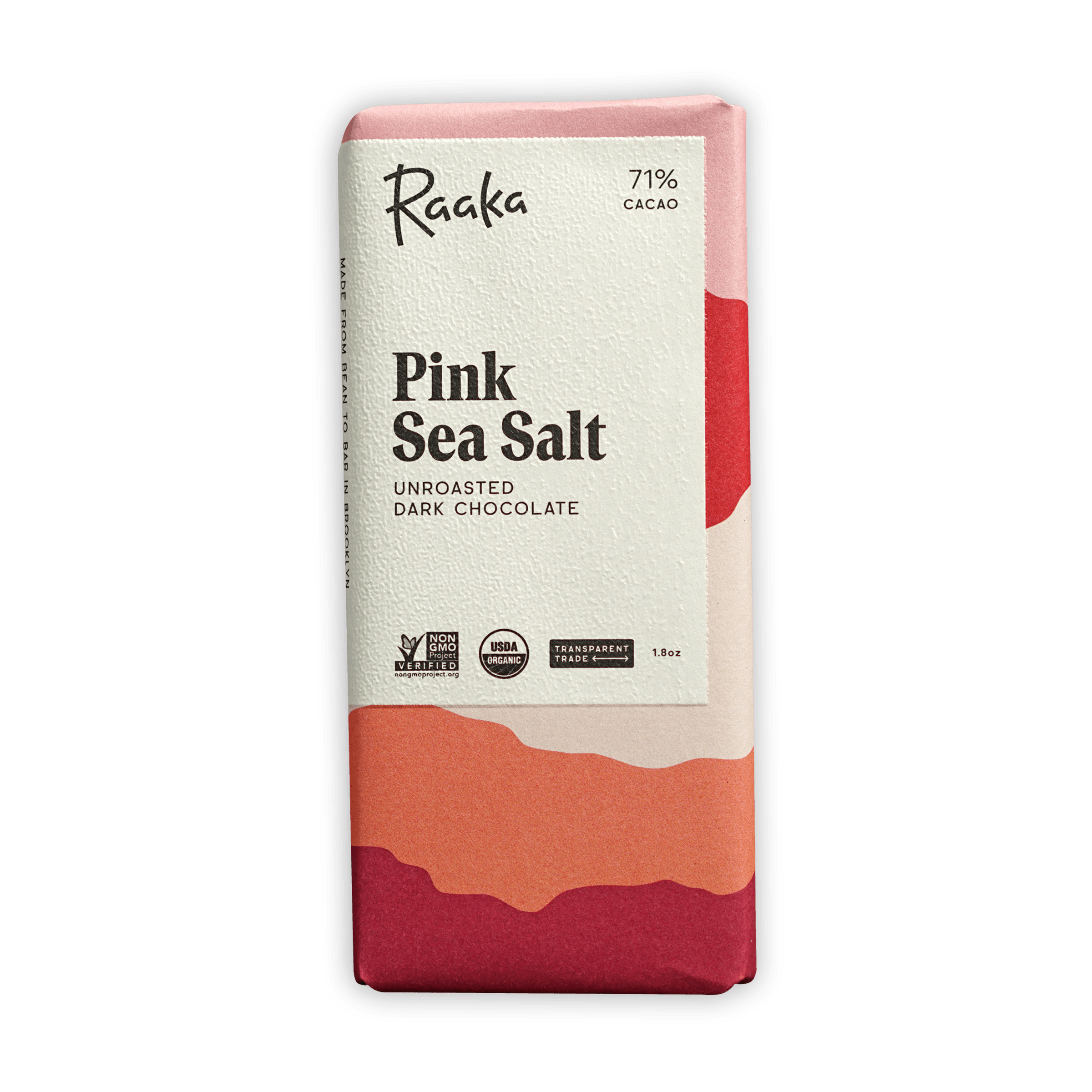 Raaka Organic Pink Himalayan Sea Salt Dark Chocolate Bar 71% Cacao - Vegan, Gluten-Free, Gourmet Treat for Gifting, Desserts & Healthy Snacking