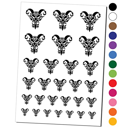 Krampus Face with Tongue Out Temporary Tattoo - Christmas Demon Devil Fake Body Art Set - Waterproof & Long Lasting - Halloween Costume Party & Cosplay Accessories