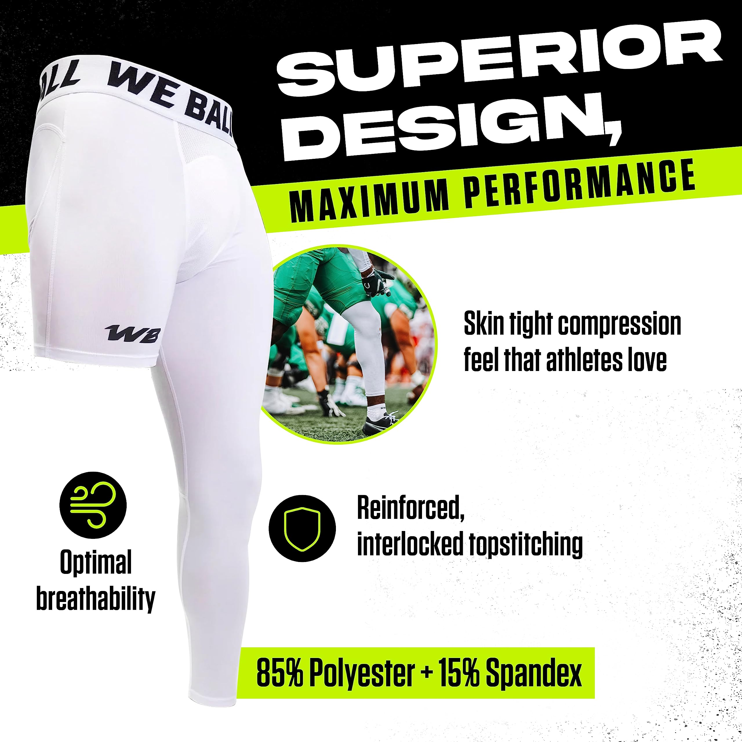 Men's Athletic Compression Tights - Single Leg Sports Base Layer for Running, Workout & Recovery | High-Performance One Leg Compression Leggings for Gym, Cycling & Active Lifestyle