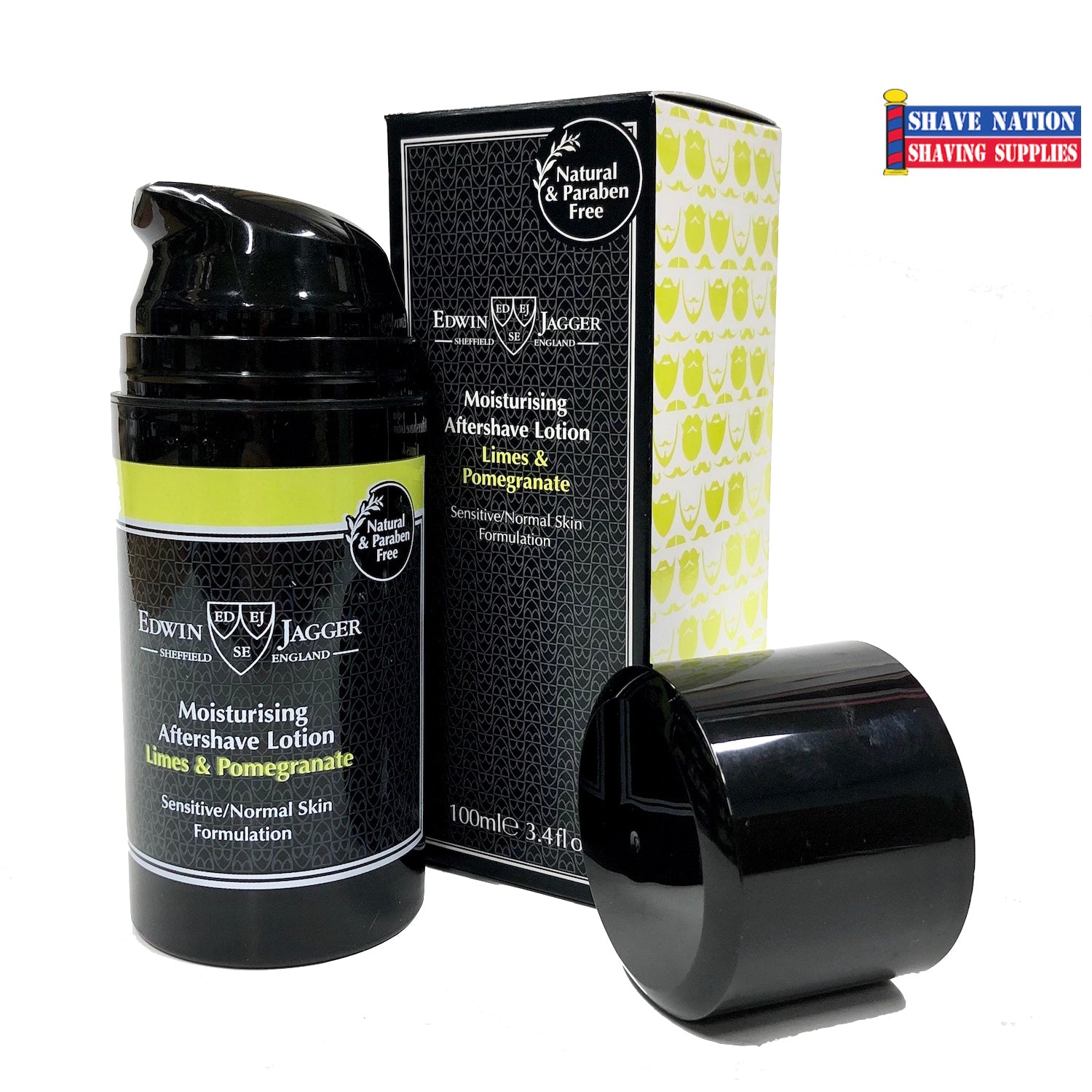 Edwin Jagger Moisturizing Aftershave Lotion - Limes & Pomegranate Scent for Men | Soothing Post-Shave Balm for Sensitive Skin | Perfect for Daily Grooming & Travel