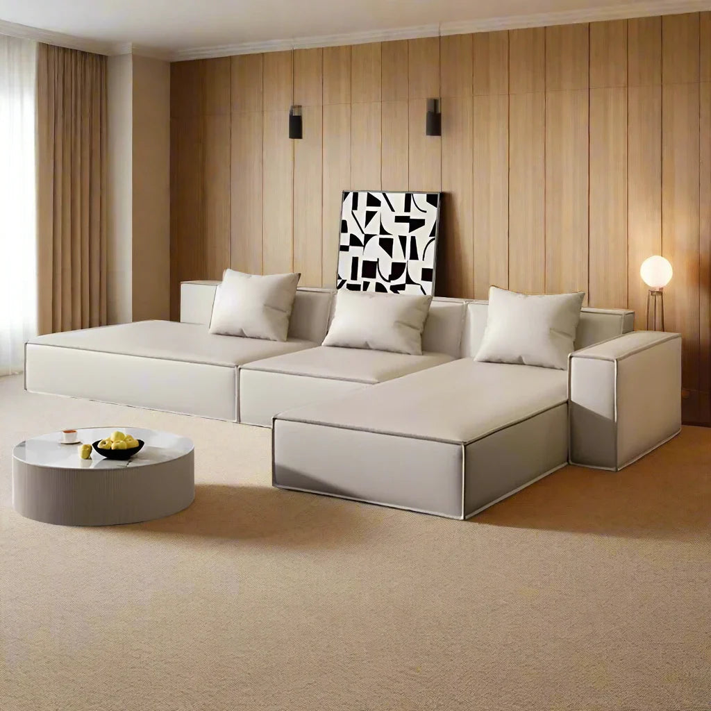 Modern Tofu Minimalist Lounge Sofa Set - 3-Piece Contemporary Fabric Sectional Couch for Small Spaces, Living Room, Apartment & Studio - Perfect for Relaxing, Entertaining & Compact Urban Living