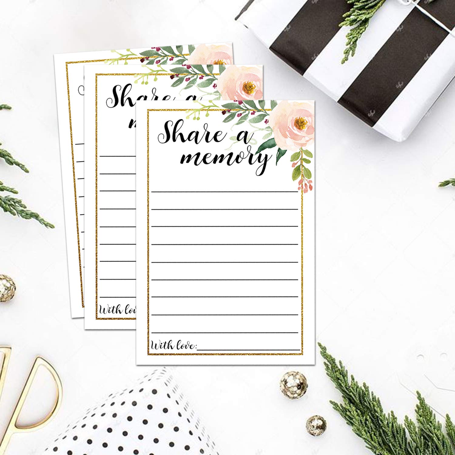50 Share a Memory Cards - Funeral Guest Book & Memorial Cards for Life Celebrations, Graduation, Wedding, Retirement, Going Away Party - 4x6 Inch - Perfect for Memorial Services, Family Gatherings & Special Events