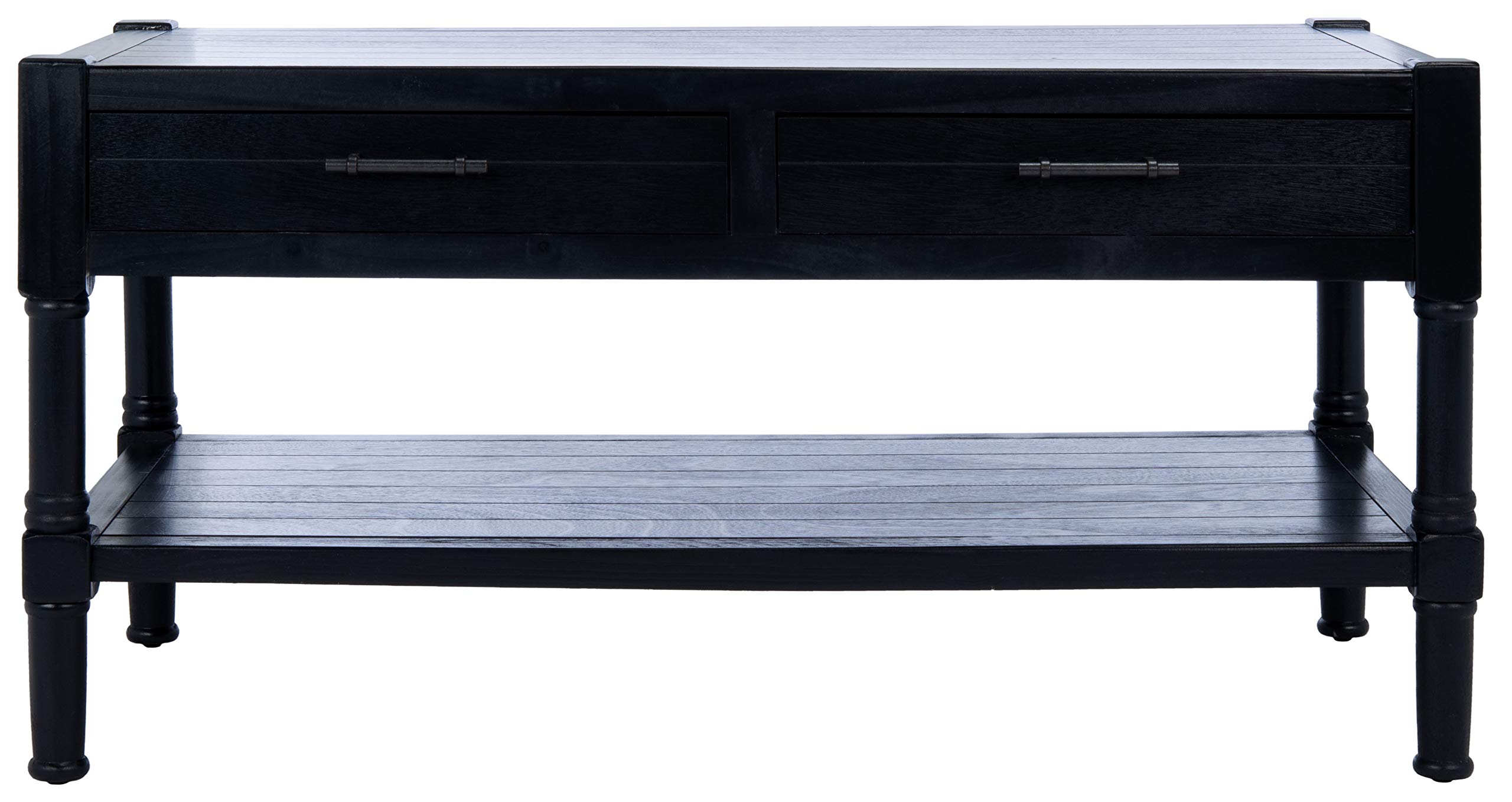 SAFAVIEH Home Collection Filbert Black 2-Drawer Bottom Shelf Coffee Table - Modern Living Room Furniture with Storage for Small Spaces | COF5703B