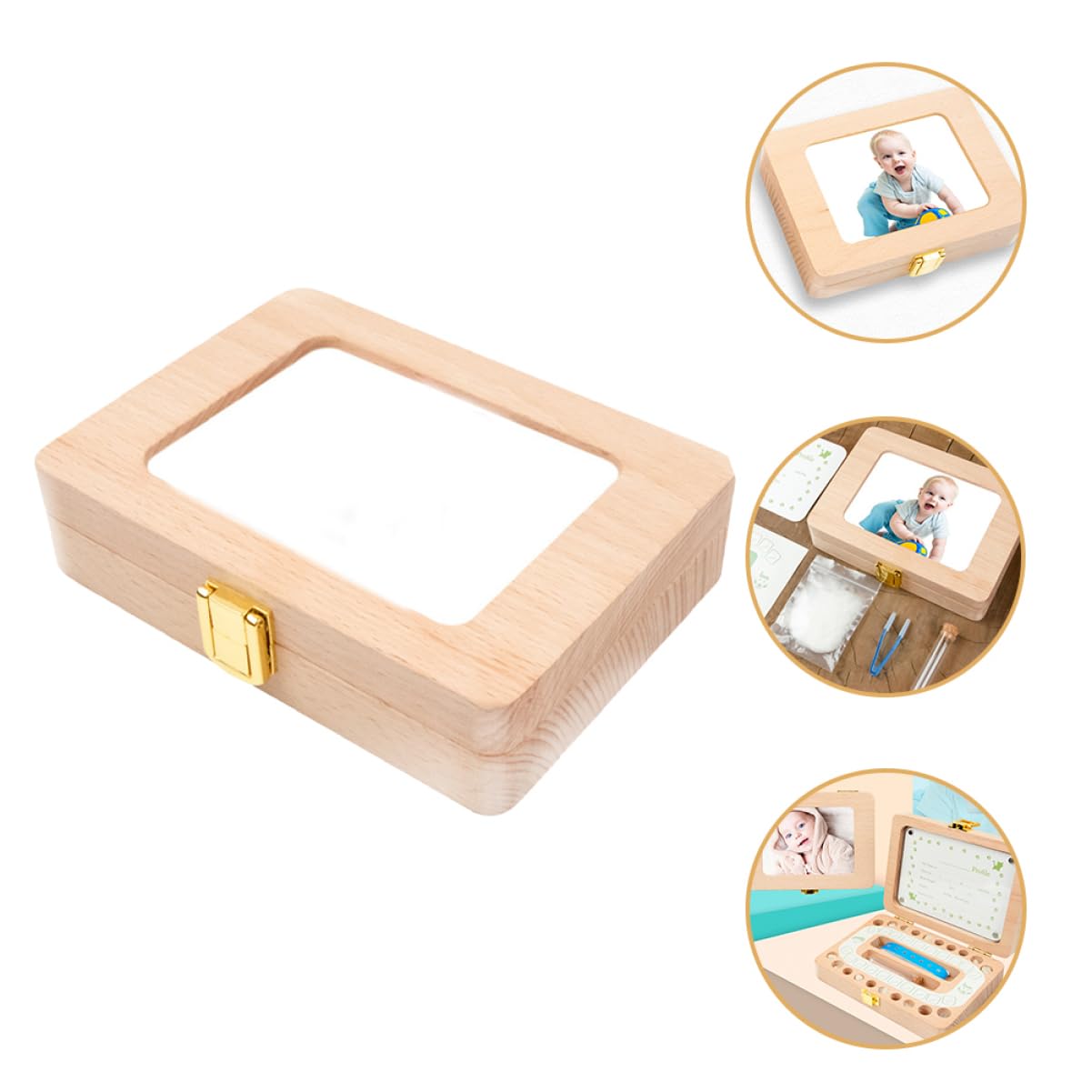 SHOWERORO Wooden Teeth Storage Box - Organizer & Keepsake Holder for Dentures, Retainers, or Baby Teeth - Perfect for Travel, Bathroom, or Gift Giving