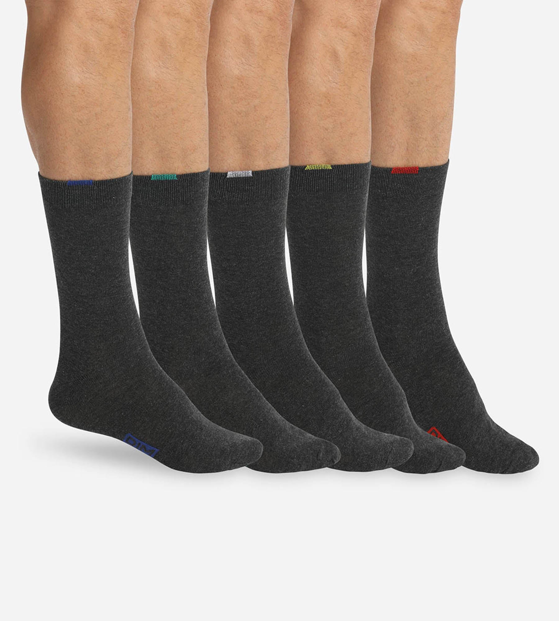 5 Pairs of EcoDIM Men's Gray Socks - Soft, Breathable & Durable Cotton Socks for Everyday Wear, Sports & Outdoor Activities