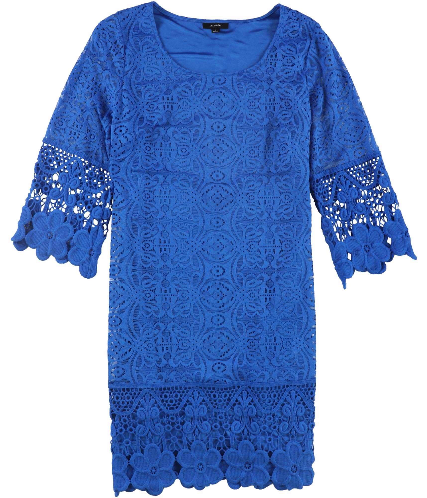 Alfani Women's Crochet-Trim A-Line Dress - Blue, Medium Size - Perfect for Summer Parties, Beach Vacations & Casual Outings