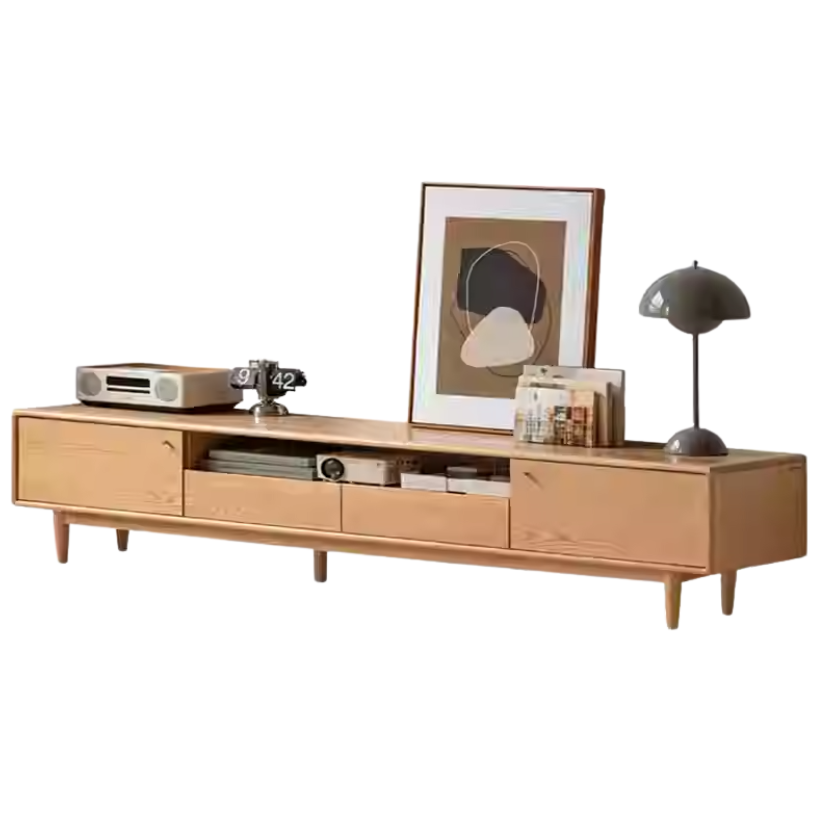 86.6x13.8x16.1 inch / 220x40x45 cm / Natural Wood  Color / TV Cabinet