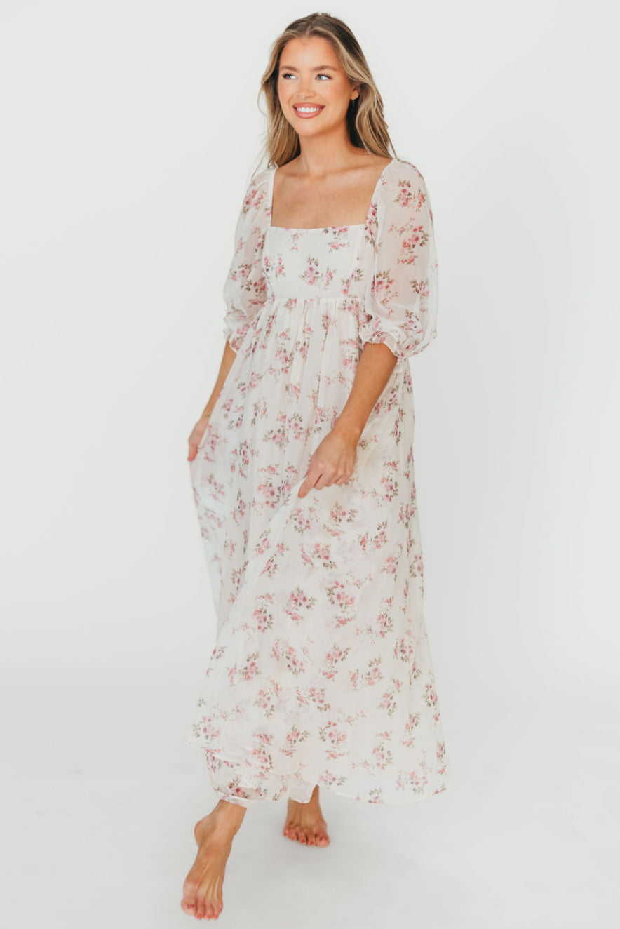 Elegant Pink Floral Maxi Dress for Women - Summer Beach Wedding Party & Vacation Outfit
