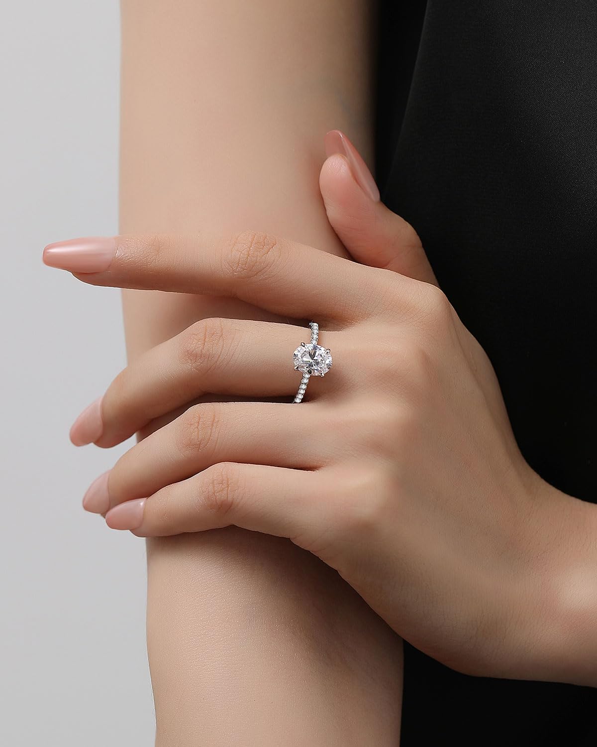 1.5/5.5CT Oval Cut Simulated Diamond Engagement Ring for Women - 925 Sterling Silver 18K Gold Plated Promise Wedding Ring - Perfect for Proposals, Anniversaries & Special Occasions