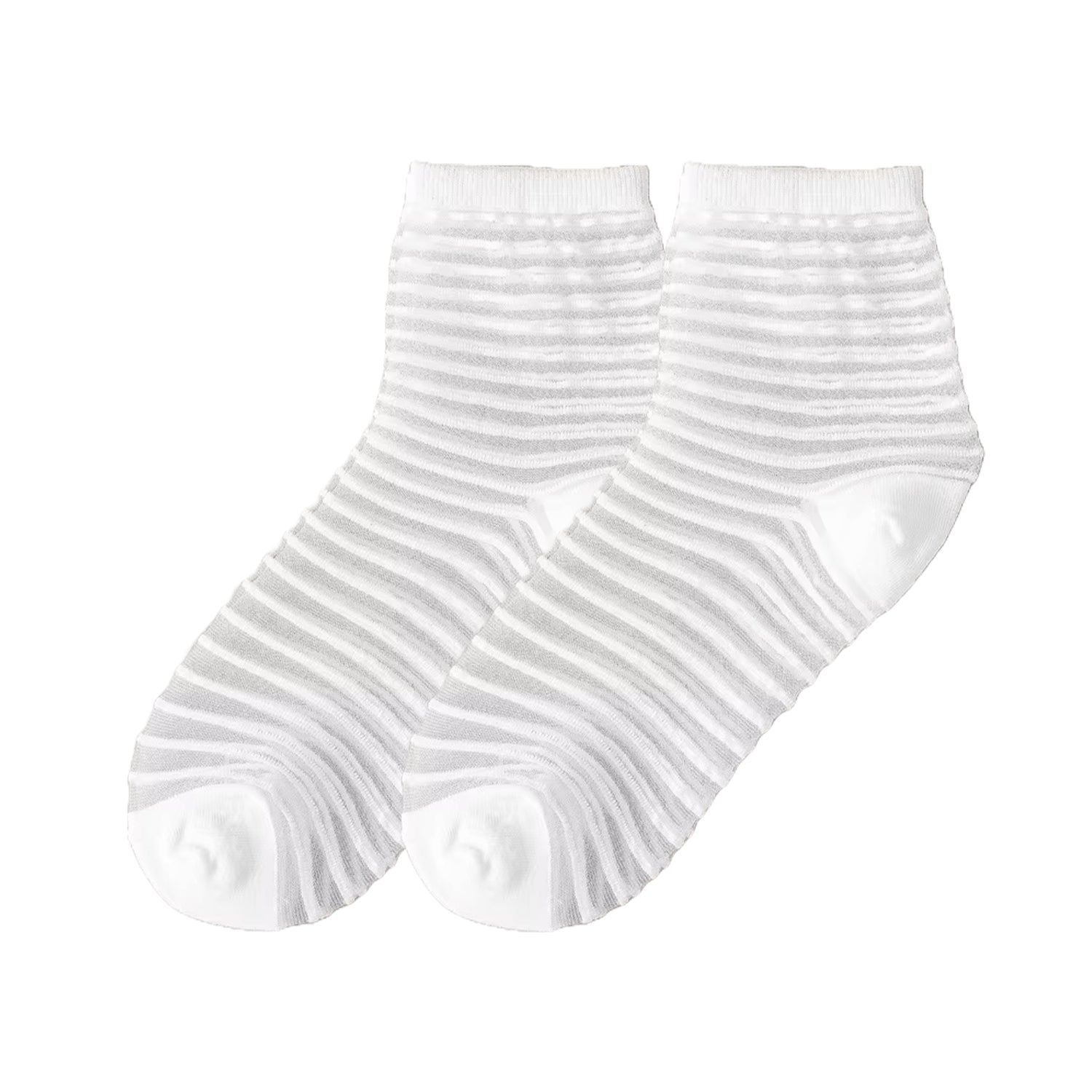 FLOOF Sheer Socks with White Stripes - Comfortable & Stylish Women's Knee-High Socks for Casual Wear, Office, and Special Occasions