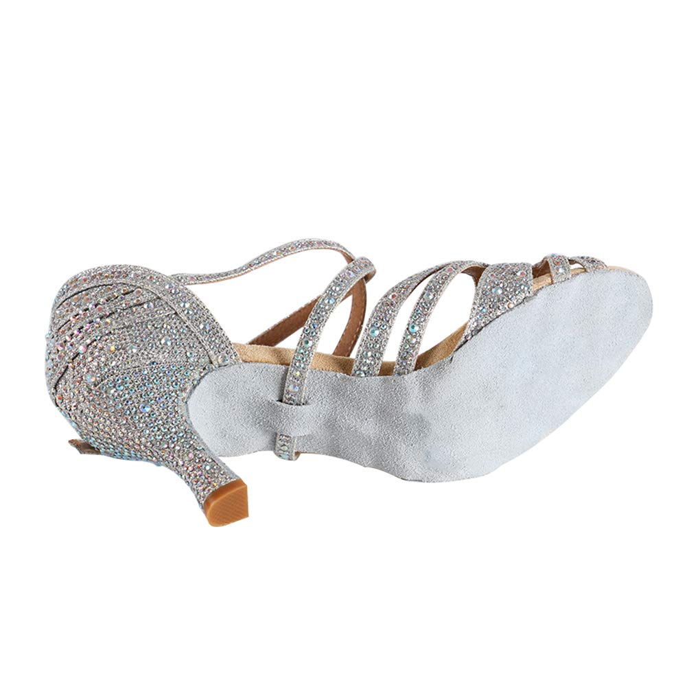 Sparkling Rhinestone Women's Latin Dance Shoes - Elegant Ballroom Wedding Party Heels for Salsa, Tango & Performance (Style L356) - Perfect for Competitions, Social Dancing & Special Events