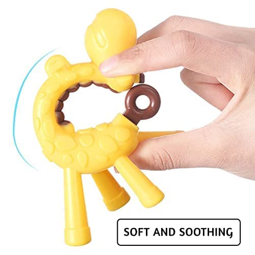 Gurbik Baby Silicone Teething Toy - Soft Giraffe Chew Toy for Soothing Sore Gums, BPA-Free Teether for Infants & Toddlers (Yellow) | Perfect for On-the-Go, Daycare & Travel Relief