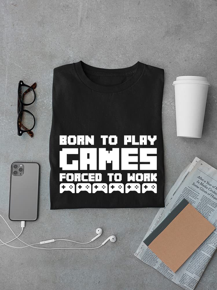 Funny Gaming Controller Graphic Men's T-Shirt - Born to Play Forced to Work Gamer Tee - Perfect for Casual Wear, Gaming Events & Gifts