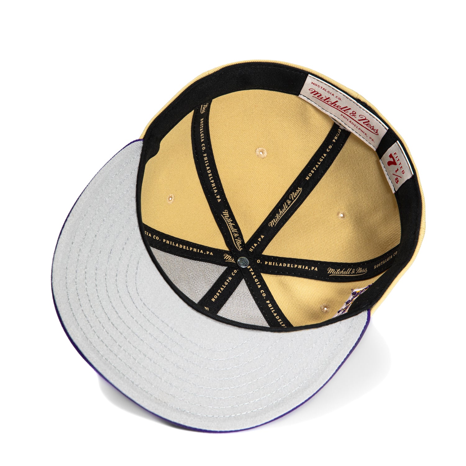Mitchell & Ness Los Angeles Lakers 75th Anniversary Patch Hat - Tan & Purple NBA Basketball Cap for Men - Perfect for Games, Fan Events & Streetwear Fashion