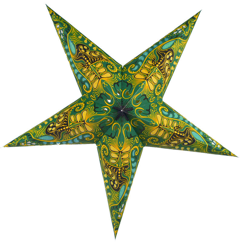 24 Pack Green Oriental Swan Paper Star Lanterns - Hanging Wedding & Party Decorations for Indoor/Outdoor Events, Baby Showers & Festive Celebrations