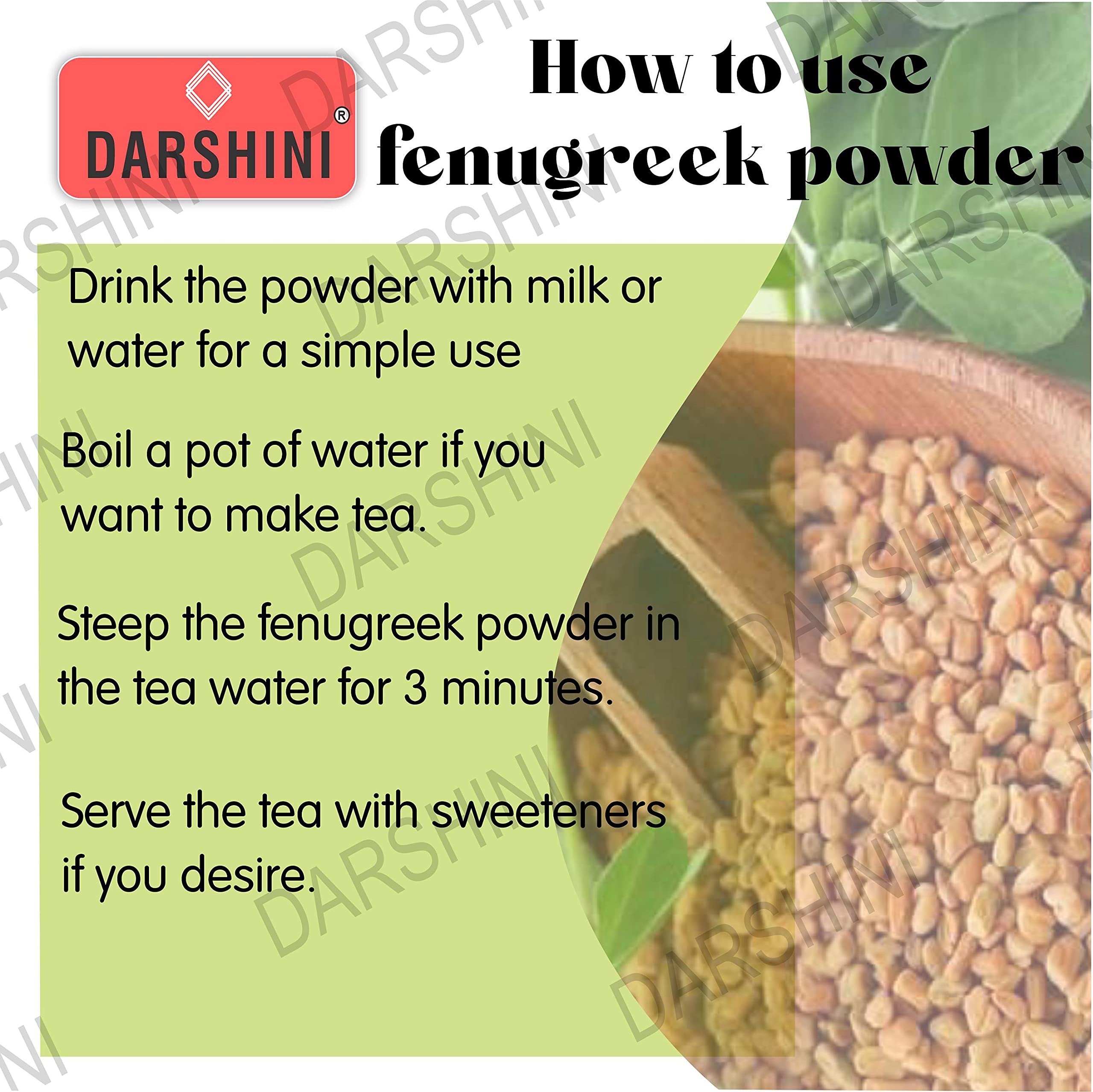 Organic Darshini Methi Seeds Powder (Fenugreek Powder) 200g - Pure & Natural for Cooking, Tea & Ayurvedic Remedies | USDA Certified for Authentic Indian Flavors