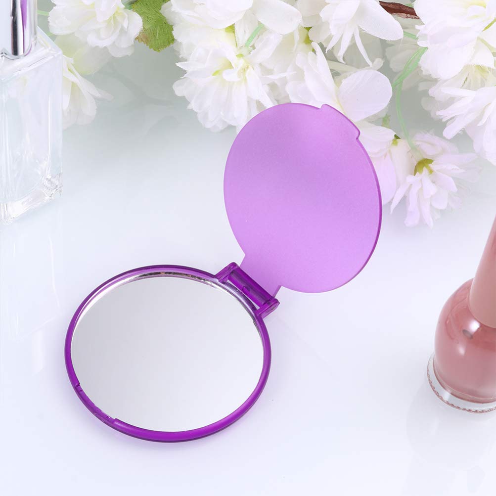 HEALLILY 24 Pcs Folding Pocket Mirror - Round Compact Makeup Mirror for Women, Mothers & Kids - Portable Travel Mirror with Case - Perfect Gift for Birthdays, Christmas & Travel (Purple)