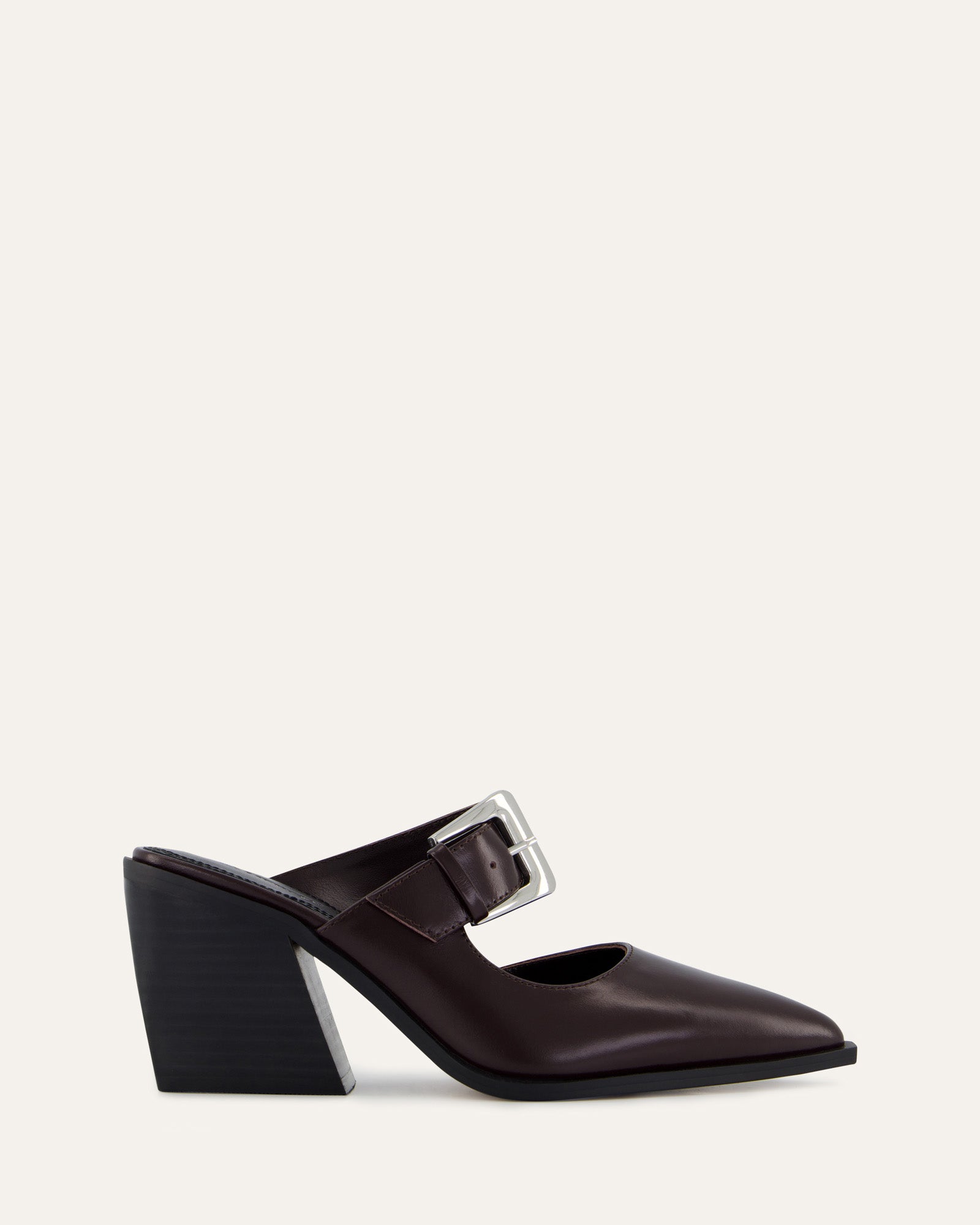 FLOSSY Mid Heels for Women - Merlot Leather Pumps with Comfortable Heel - Perfect for Office, Parties & Special Occasions