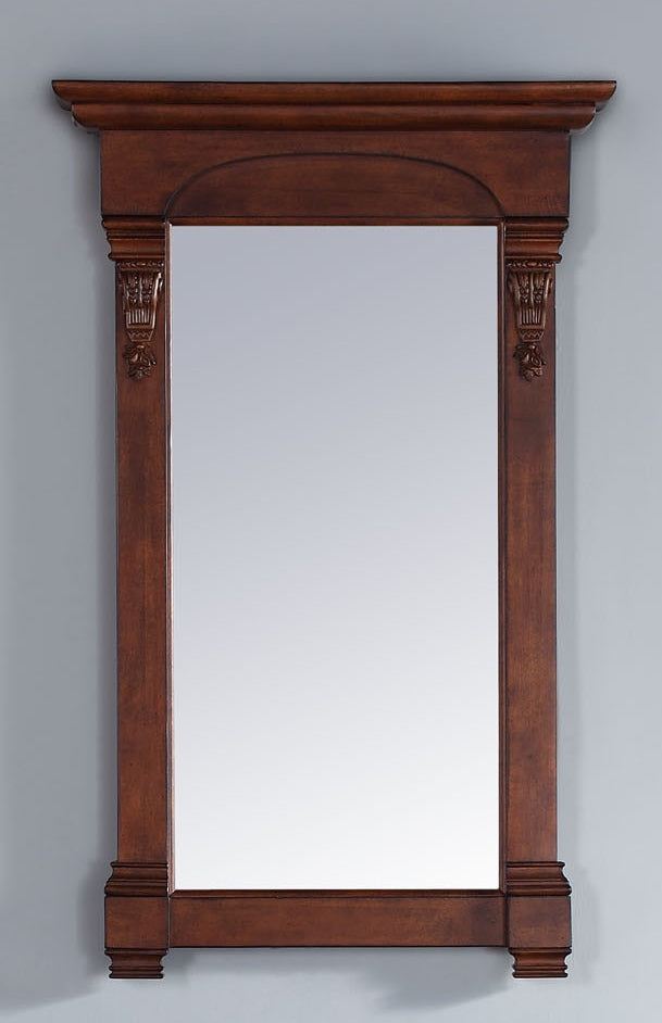 Brookfield 26-Inch Wall Mirror in Warm Cherry Finish - Elegant Home Decor for Living Room, Bedroom, or Entryway