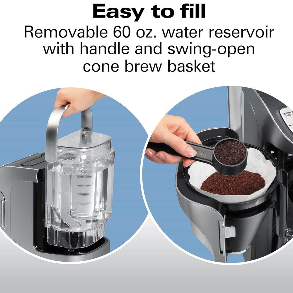 Refurbished HAMILTON BEACH PROFESSIONAL 49500 Programmable 12-Cup Coffee Maker with Home Essentials Warranty - Perfect for Office, Kitchen & Home Brewing