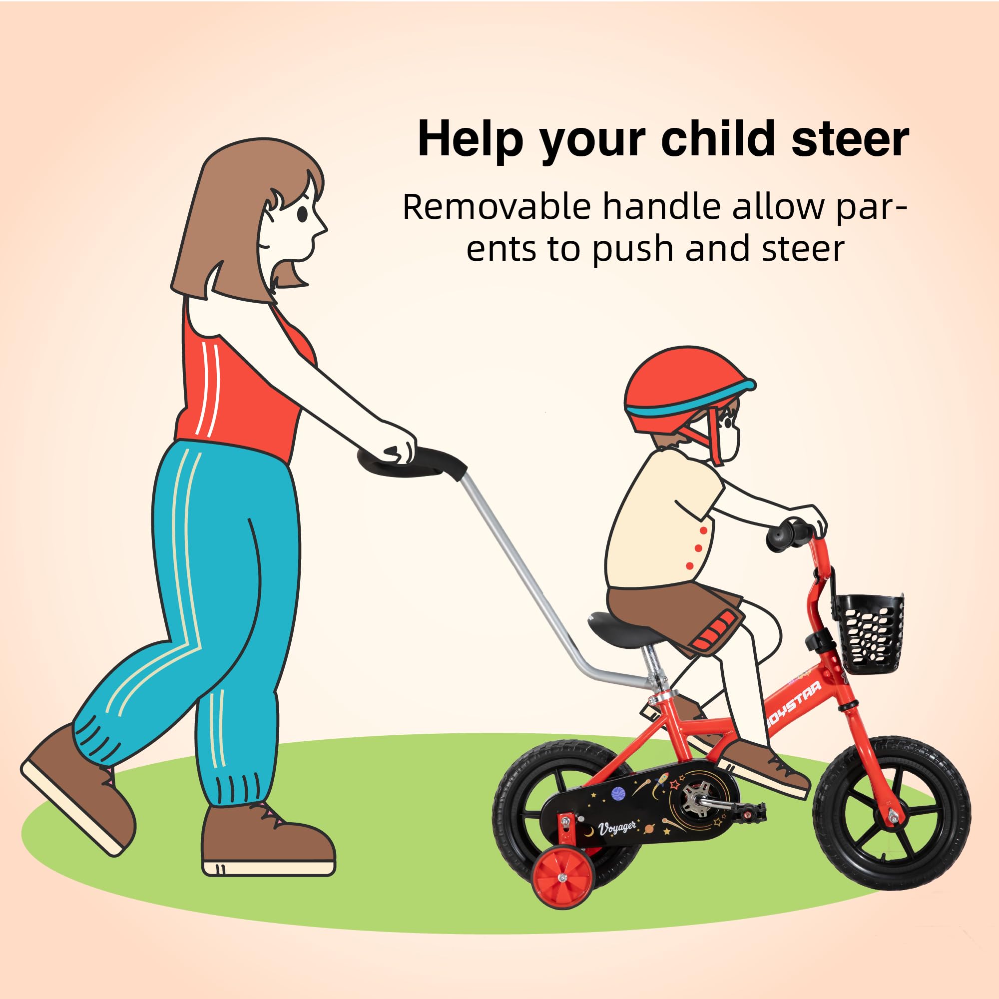 **JOYSTAR 10 & 12 Inch Kids Bike for Boys and Girls Ages 1-4 Years – Toddler Bike with Training Wheels, Detachable Push Handle & Basket – First Pedal Bike for Learning to Ride – Perfect for Backyard, Park & Neighborhood Rides**