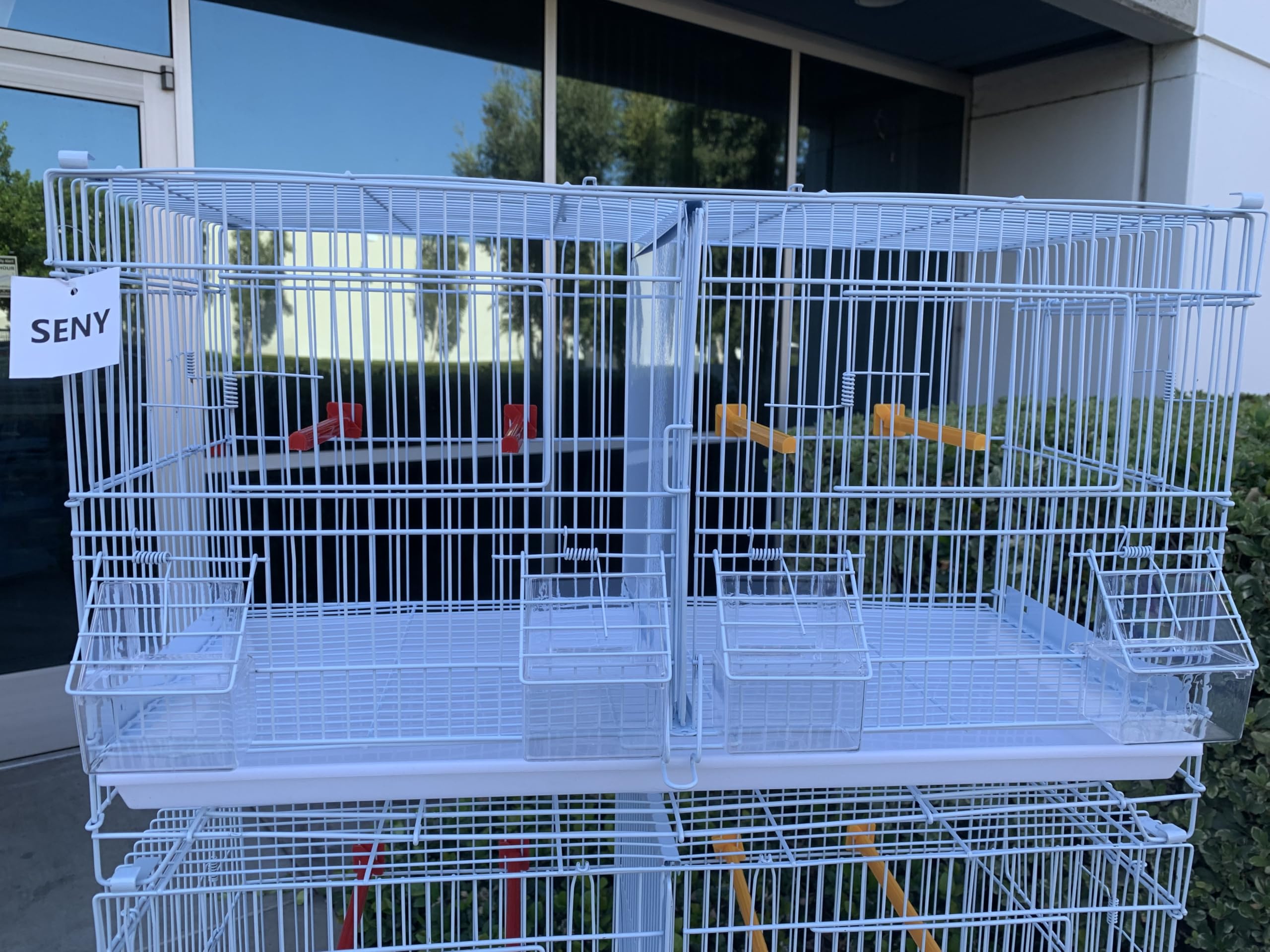 Seny 4-Piece Stackable Breeding Bird Cage Set for Canaries, Finches & Small Birds - White | Perfect for Home Aviary, Pet Store Display & Backyard Bird Breeding