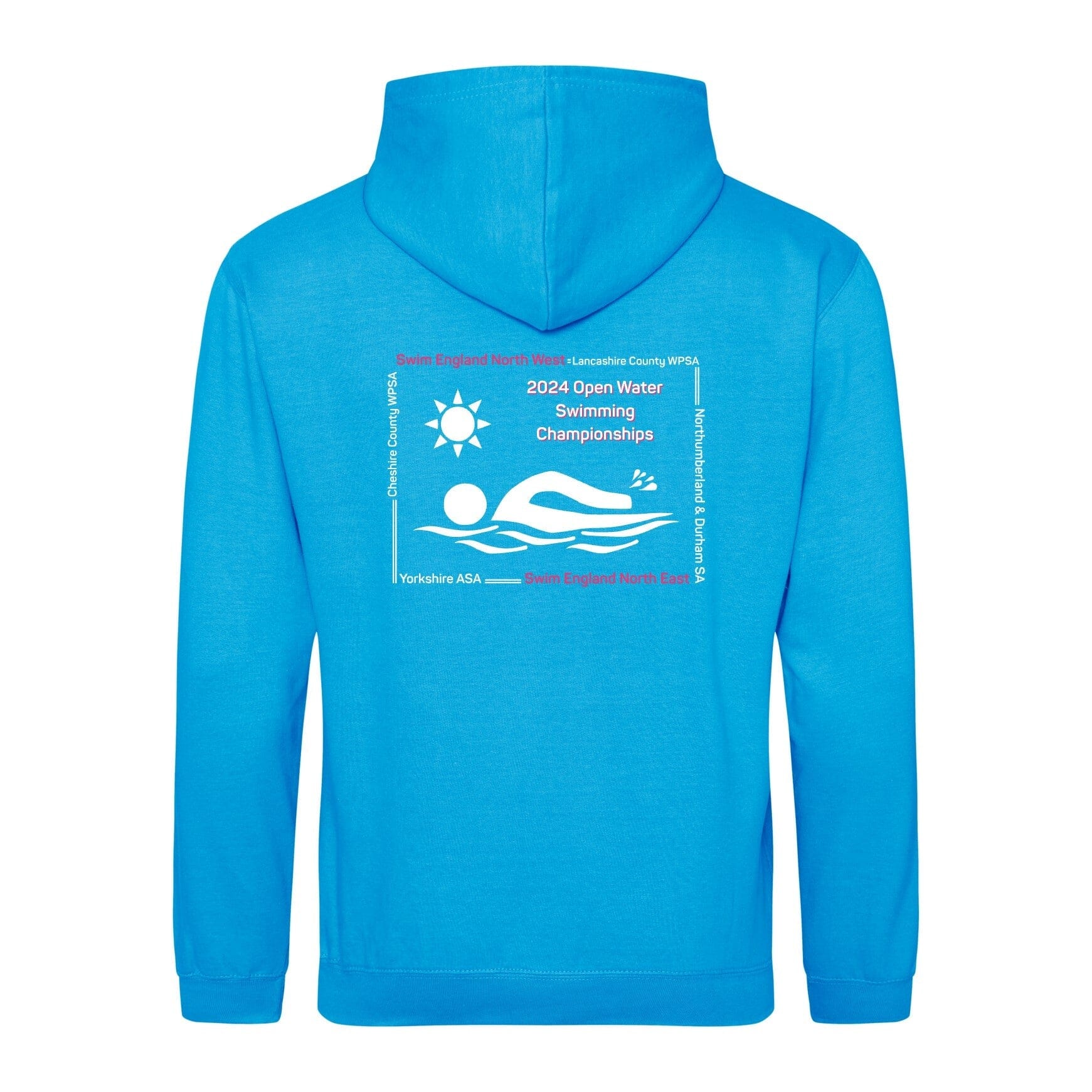 Swim England North West & North East Open Water Regional Championships 2024 Hoodie - Hawaiian Blue | Comfortable Athletic Sweatshirt for Swimming Competitions & Outdoor Activities