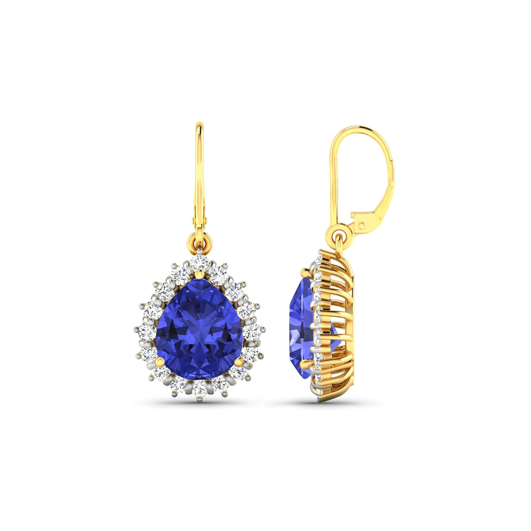 Authentic Tanzanite & Diamond Dangle Earrings for Women | Luxury Gemstone Jewelry | Perfect for Weddings, Parties & Special Occasions