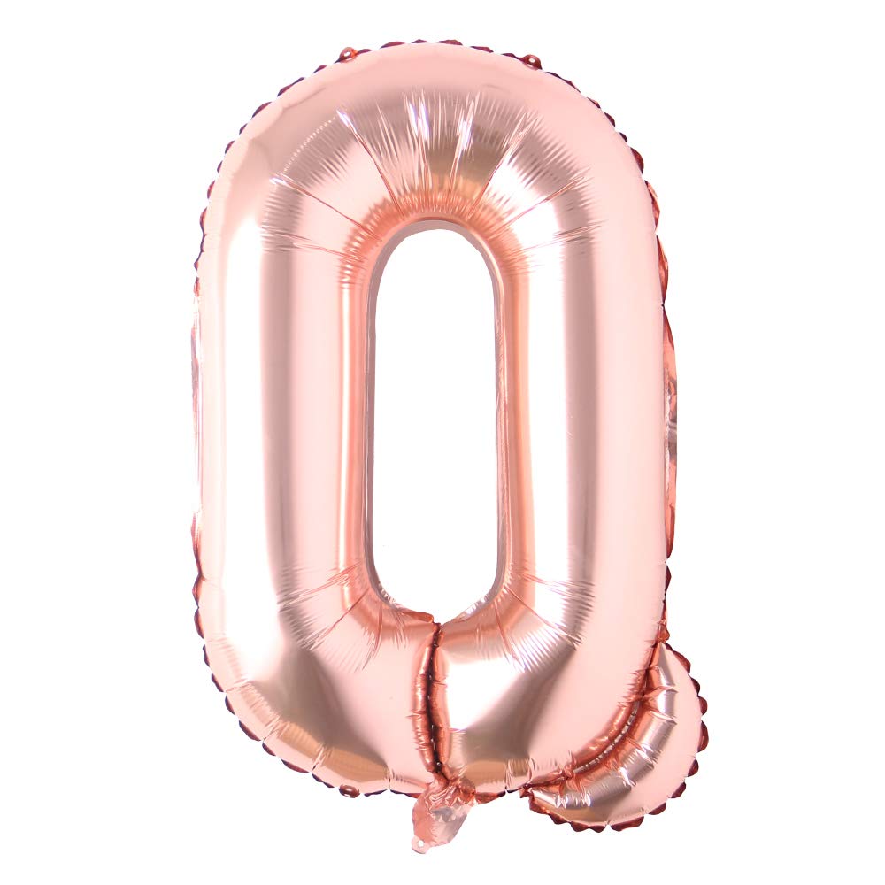 40 Inch Rose Gold Letter Q Foil Mylar Balloon - Alphabet Number Party Decor for Wedding, Bachelorette, Birthday, Bridal Shower, Graduation & Anniversary Celebrations - Helium Ready Decoration - Perfect for Photo Backdrops, Table Centerpieces & Wall Displays