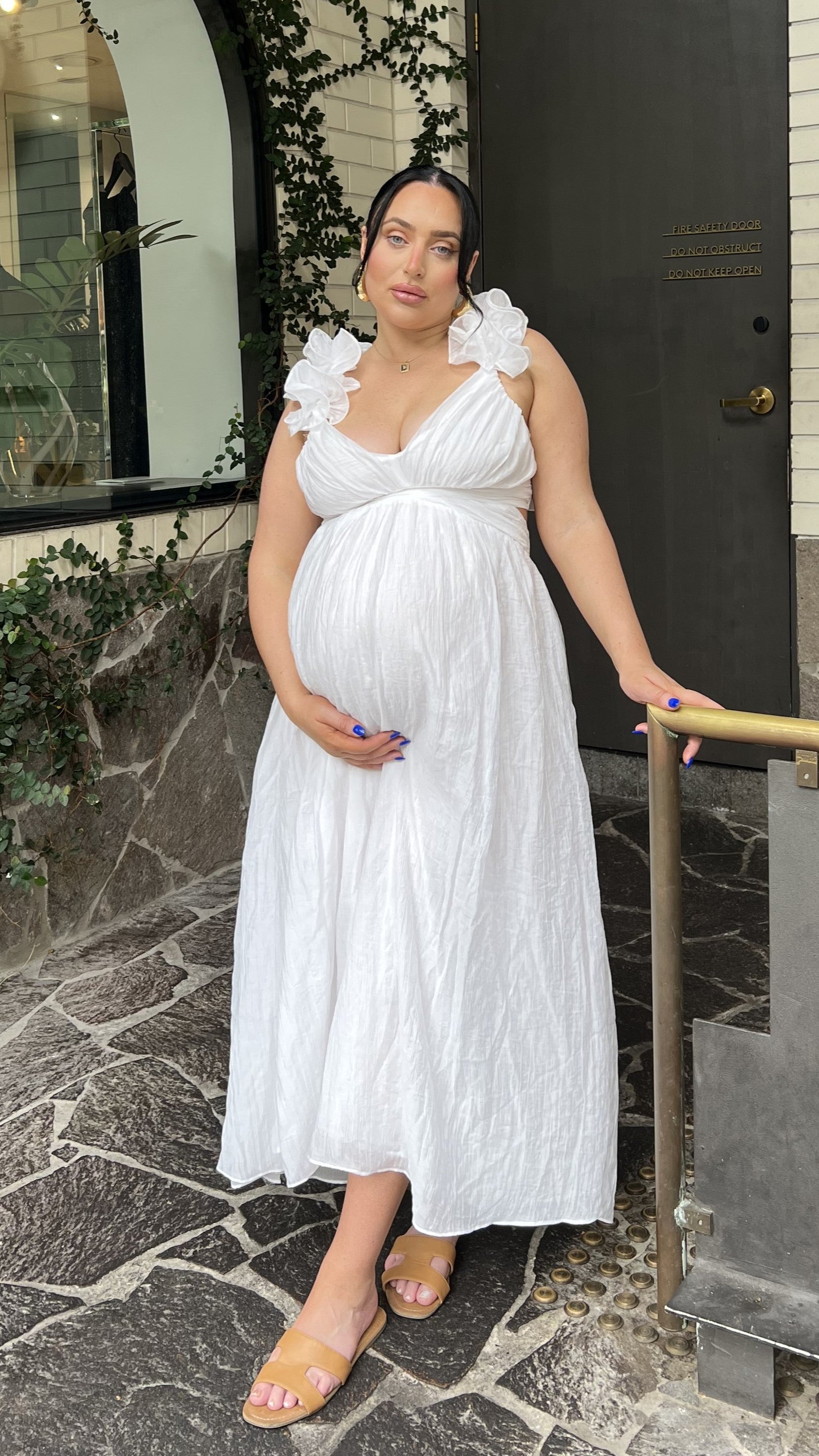 Cadell Maxi Dress for Women - Elegant White Long Summer Dress for Beach, Wedding & Vacation | Flowy Boho Style with Side Slits