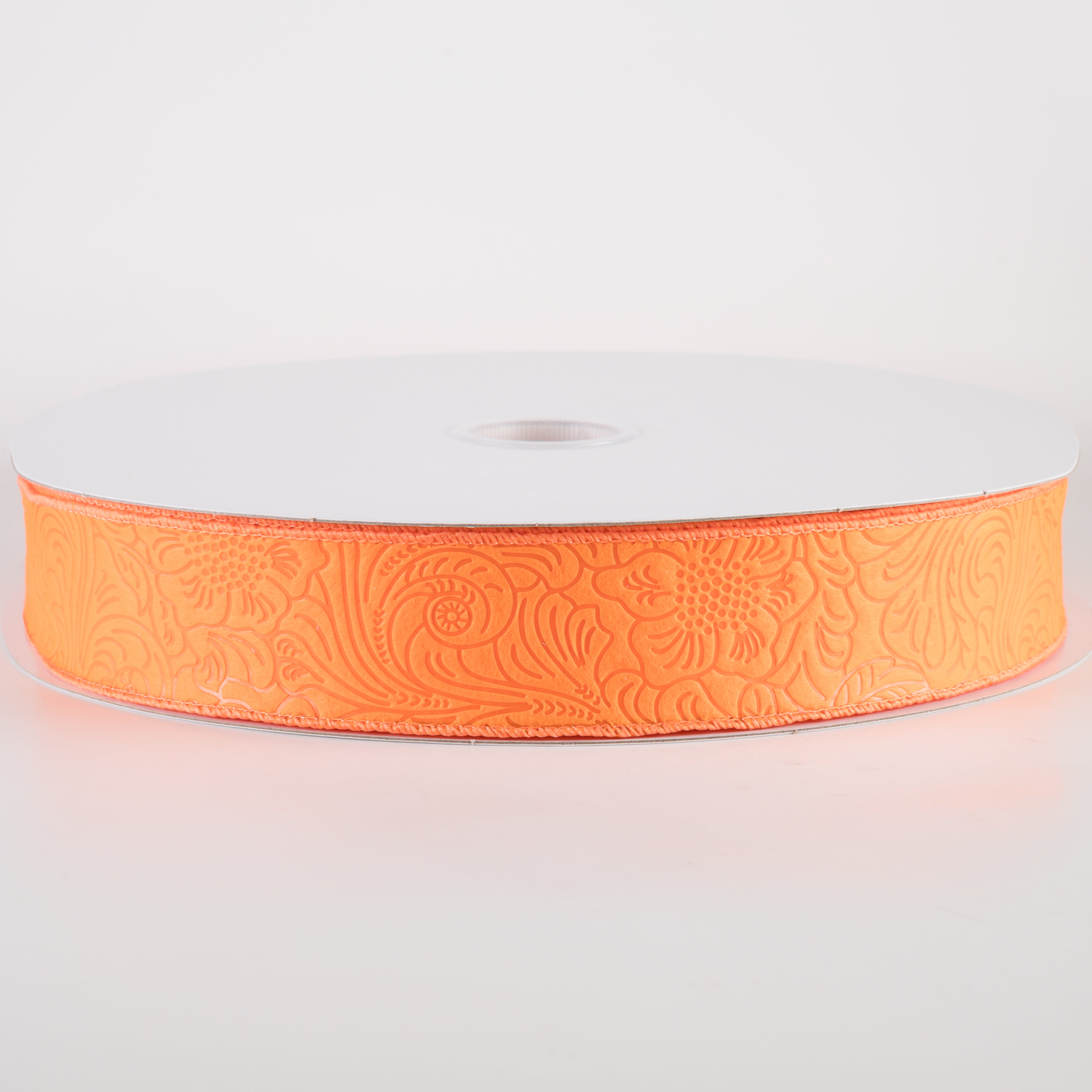1.5 Inch Embossed Flower Breeze Ribbon - Orange Craft Ribbon (50 Yards) for Gift Wrapping, DIY Scrapbooking, Wedding Decorations & Hair Accessories