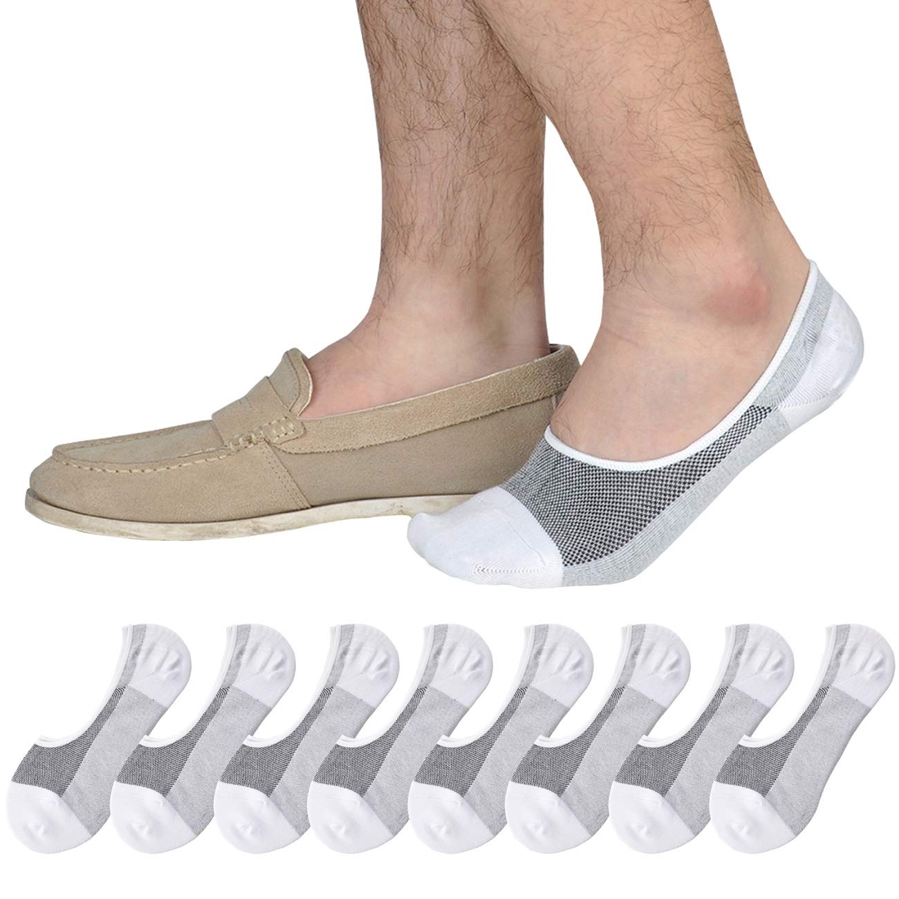 Jormatt Genuine Men's No Show Socks - Low Cut Cotton Loafer & Sneaker Socks with Non-Slip Grips - Perfect for Casual Wear, Work & Sports