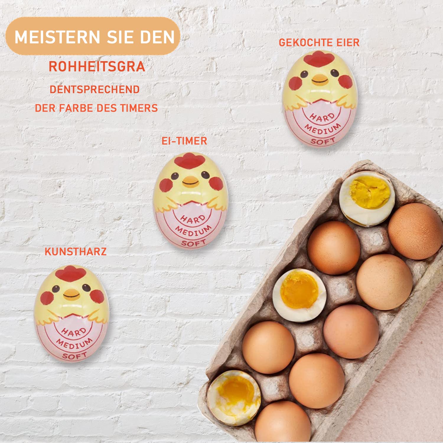 Egg Timer for Hard Boiled Eggs, 2-Pack Egg-Shaped Kitchen Timer - Perfect for Home, School, Restaurant & Cooking Enthusiasts | Boil Eggs, Baking, Cooking & Meal Prep