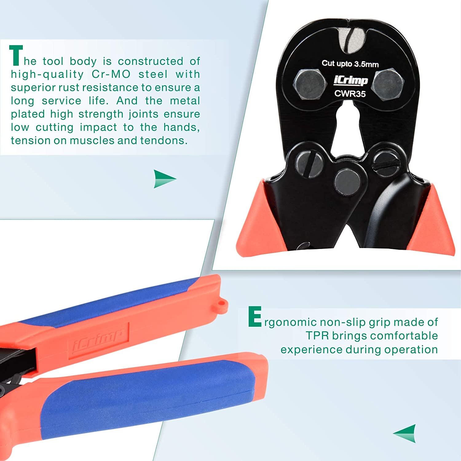 Heavy Duty Wire Rope Cutter for 3.5mm Cable - Professional Tool for Bicycle Brake Cables, Aircraft Cables, Copper Wires & Piano Strings (CWR35) - Perfect for DIY, Bike Repair & Industrial Applications