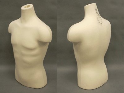 JF-33DD01+BS-04 Male Dress Form with Hard Foam Jersey Cover - Straight Pinnable Mannequin in White | Perfect for Tailoring, Fashion Design & Display