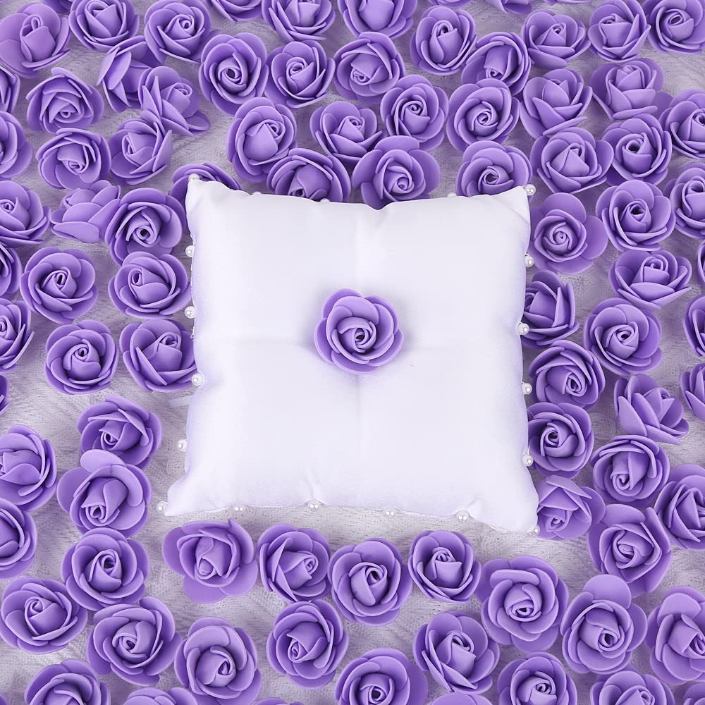 500pcs Mini Foam Rose Heads Bulk - Purple Artificial Flowers for DIY Crafts, Wedding Bouquets, Baby Shower Centerpieces, Floral Arrangements - Perfect for Party Decorations, Home Decor, and Table Settings (Purple)