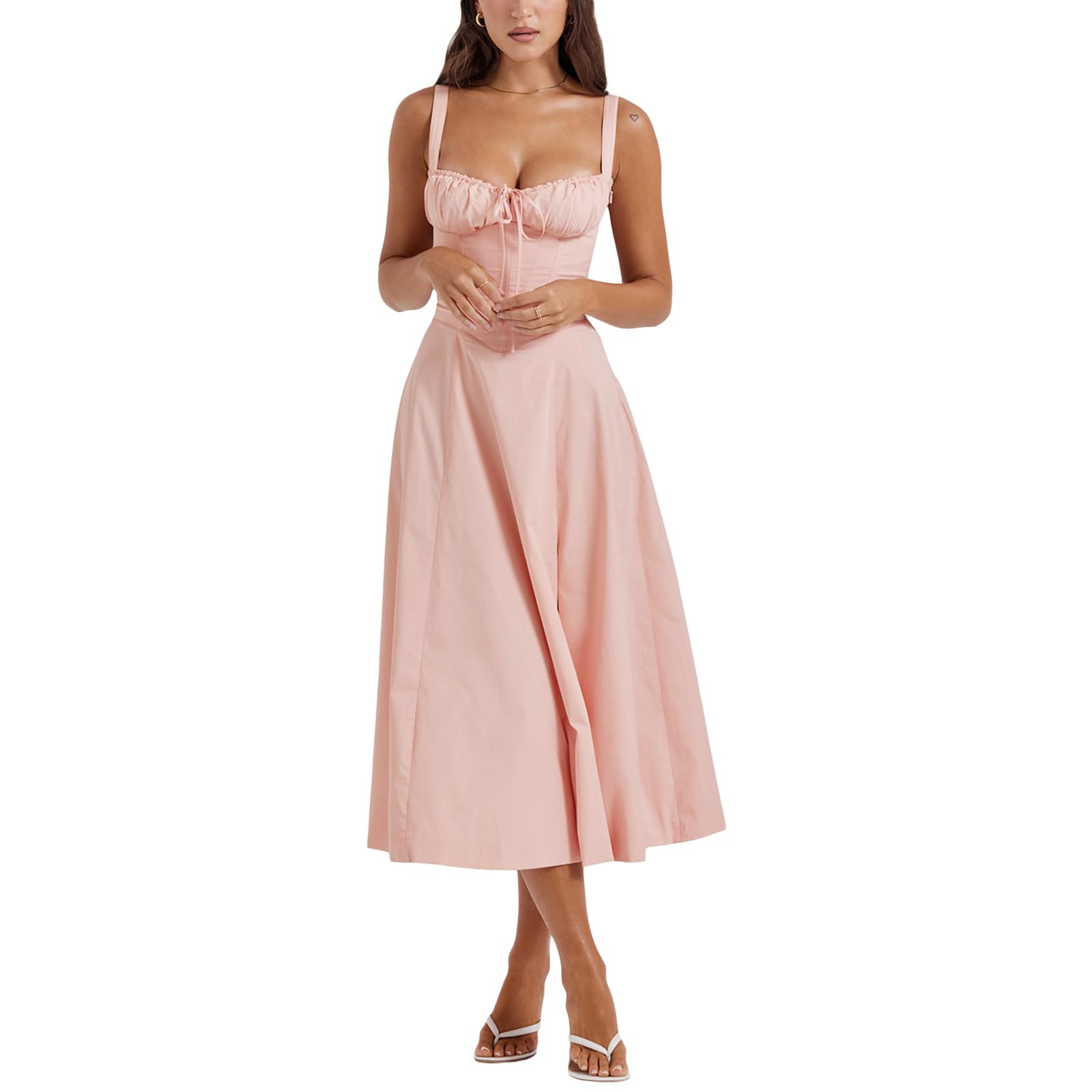 Boho Floral Maxi Dress for Women - Spaghetti Strap Flowy A-Line Long Dress with Slit | Summer Vacation, Beach Party & Cottagecore Style Outfit