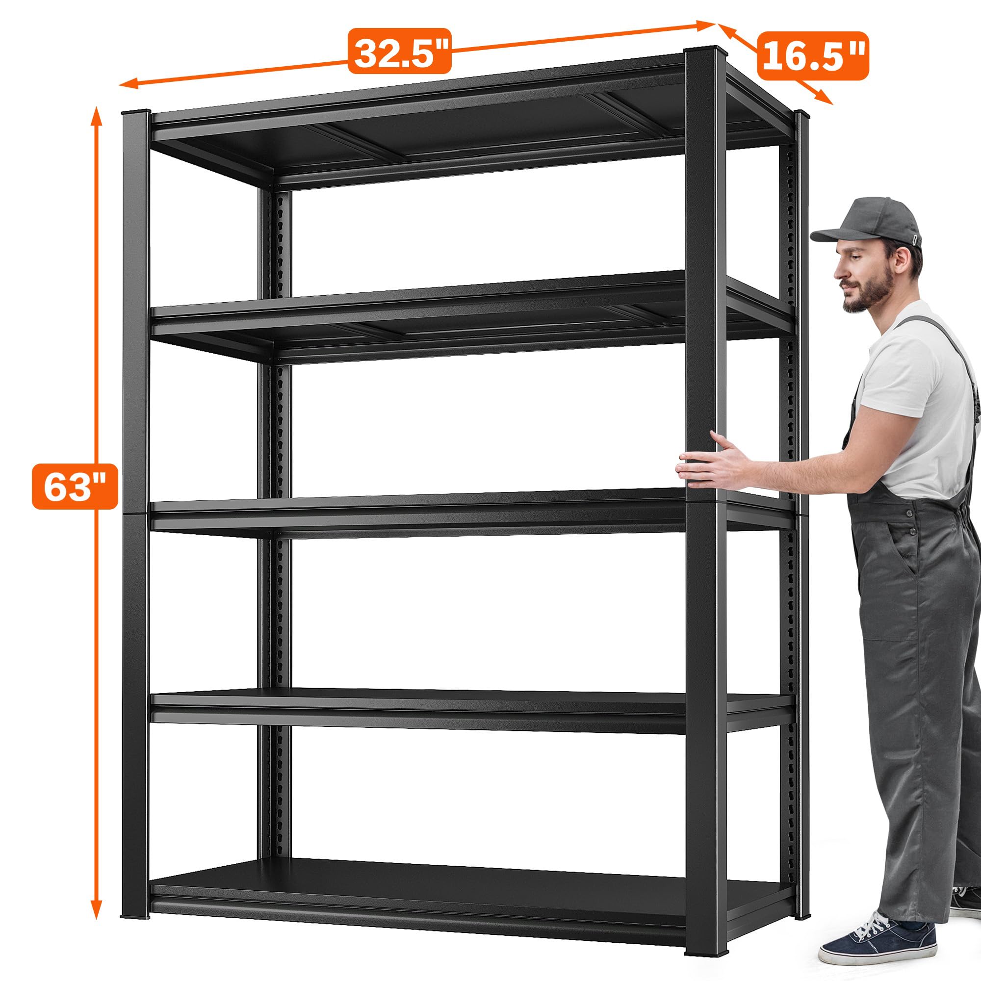 Raybee Heavy Duty Garage Shelving Unit - 2050LBS Capacity Adjustable Industrial Metal Storage Shelves (32.5