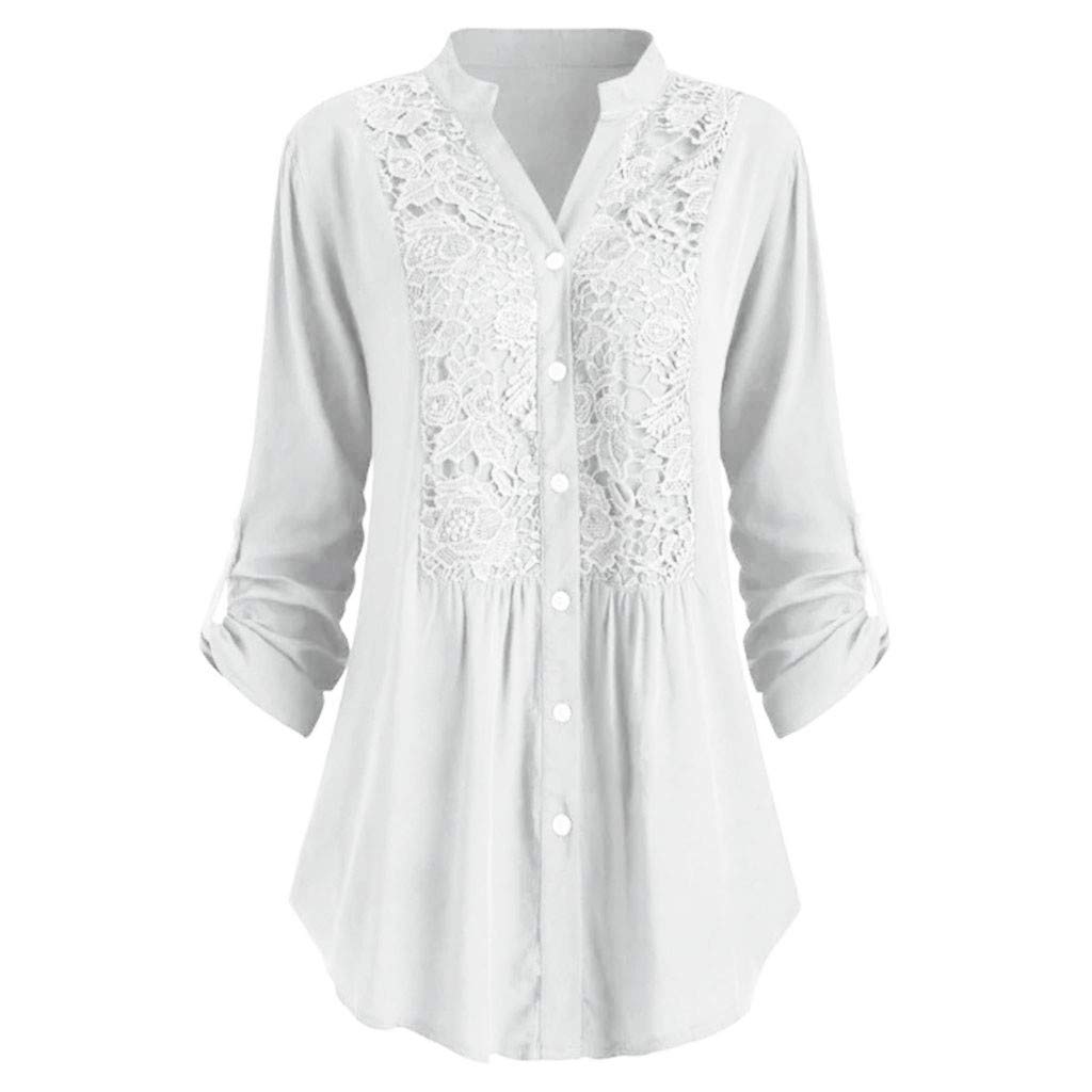 Women's Long Sleeve Loose Fit Denim Shirt - V Neck Button Down Blouse, Casual Tunic Top for Summer, Plus Size Jeans Shirt | Perfect for Office Wear, Weekend Outfits & Casual Dates